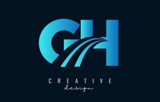 Creative blue letters GH g h logo with leading lines and road concept design. Letters with geometric design. vector