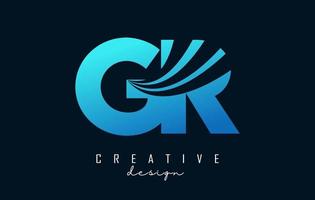 Creative blue letters GR g r logo with leading lines and road concept design. Letters with geometric design. vector