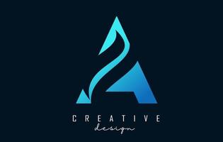 Letter A logo with negative space design and creative wave cuts. Letter with geometric design. vector