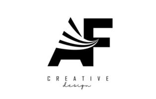 Creative black letters Af a f logo with leading lines and road concept design. Letters with geometric design. vector