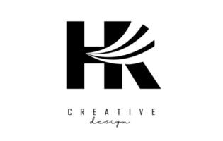 Creative black letters HR h r logo with leading lines and road concept design. Letters with geometric design. vector