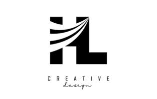 Creative black letters HL h l logo with leading lines and road concept design. Letters with geometric design. vector