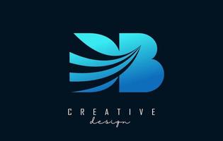 Creative blue letters Db d b logo with leading lines and road concept design. Letters with geometric design. vector