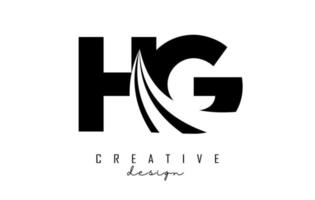 Creative black letters HG h g logo with leading lines and road concept design. Letters with geometric design. vector