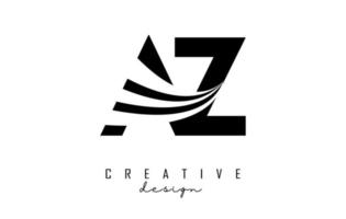 Creative black letters AZ A Z logo with leading lines and road concept design. Letters with geometric design. vector