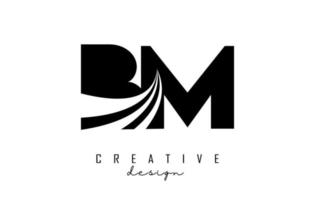 Creative black letters Bm b m logo with leading lines and road concept design. Letters with geometric design. vector
