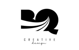 Creative black letters BQ b q logo with leading lines and road concept design. Letters with geometric design. vector