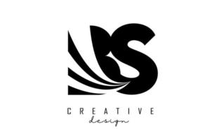 Creative black letters BS b s logo with leading lines and road concept design. Letters with geometric design. vector