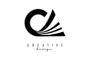 Creative black letters CA c a logo with leading lines and road concept design. Letters with geometric design. vector