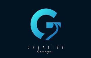 Letter G logo with negative space design and creative wave cuts. Letter with geometric design. vector