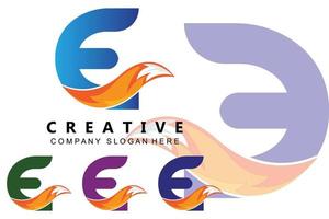 letter E logo vector with gradient color, icon concept