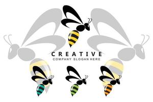 simple yellow honey bee free icon vector logo