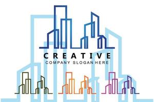 City Skyline,Skyscraper for Urban Real Estate Building Logo Design Vector