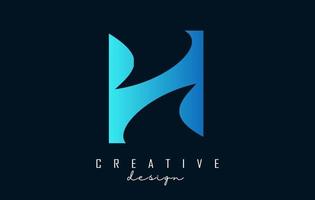 Letter H logo with negative space design and creative wave cuts. Letter with geometric design. vector