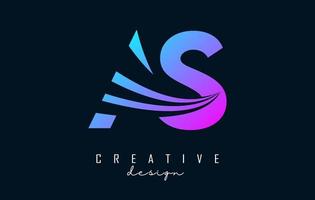 Creative colorful letters AS A S logo with leading lines and road concept design. Letters with geometric design. vector