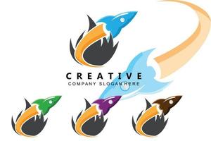 vector icon plane logo, space rocket, premium design