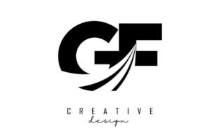 Creative black letters GF g f logo with leading lines and road concept design. Letters with geometric design. vector