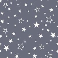 Stars seamless pattern. Grey and white star design for baby and kids pattern for print or fabric. vector