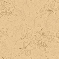 Seamless pattern with viburnum branches on a beige background. Vector illustration.