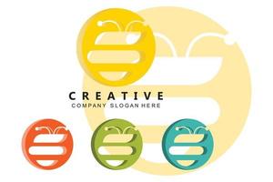 simple yellow honey bee free icon vector logo