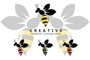 simple yellow honey bee free icon vector logo