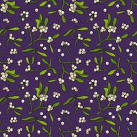 Mistletoe. Floral seamless pattern. Christmas mistletoe or Kisses Branch. Design for fabric, textile, wallpaper, packaging. vector
