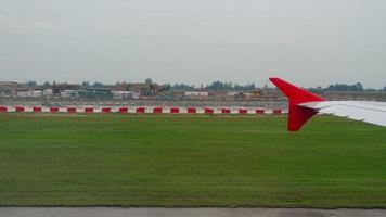 View from porthole departing aircraft video