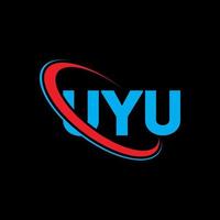 logotipo de uyu. letra uyu. diseño del logotipo de la letra uyu. logotipo de las iniciales uyu vinculado con un círculo y un logotipo de monograma en mayúsculas. tipografía uyu para tecnología, negocios y marca inmobiliaria. vector