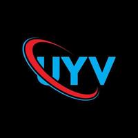 logotipo de la uyv. letra uyv. diseño del logotipo de la letra uyv. logotipo de las iniciales uyv vinculado con el círculo y el logotipo del monograma en mayúsculas. tipografía uyv para tecnología, negocios y marca inmobiliaria. vector