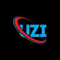 logotipo de uzi. letra uzi. diseño del logotipo de la letra uzi. logotipo de las iniciales uzi vinculado con un círculo y un logotipo de monograma en mayúsculas. tipografía uzi para tecnología, negocios y marca inmobiliaria. vector