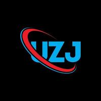 UZJ logo. UZJ letter. UZJ letter logo design. Initials UZJ logo linked with circle and uppercase monogram logo. UZJ typography for technology, business and real estate brand. vector