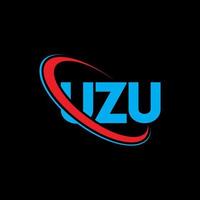 logotipo de uzu. letra uzu. diseño del logotipo de la letra uzu. logotipo de las iniciales uzu vinculado con un círculo y un logotipo de monograma en mayúsculas. tipografía uzu para tecnología, negocios y marca inmobiliaria. vector