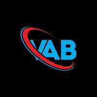 logotipo de vab. letra vab. diseño del logotipo de la letra vab. logotipo de iniciales vab vinculado con círculo y logotipo de monograma en mayúsculas. tipografía vab para tecnología, negocios y marca inmobiliaria. vector