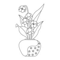 decorative flower vase line art design for coloring page sketch flat design vector