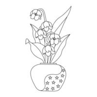 decorative flower vase line art design for coloring page sketch flat design vector