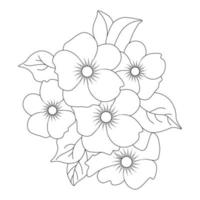 kids doodle line art design for coloring page of print template floral design vector