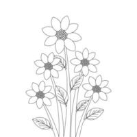 flower coloring book page element with graphic illustration design vector