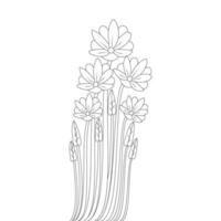 Branch of flower coloring book page drawing line art design on white background vector