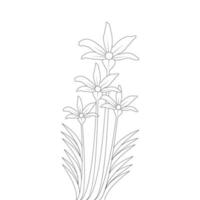 Branch of flower coloring book page drawing line art design on white background vector