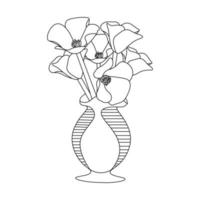 living room coloring page flower interior with decorative flower pot stroke design vector