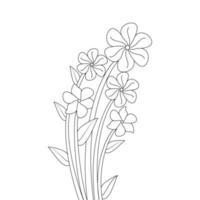 coloring flower object line art drawing with black ink design for kids vector