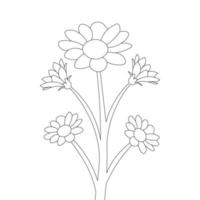 vector flower drawing with detailed creative line stroke for coloring page