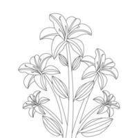 blooming petal of flower branch coloring book page element for kids drawing vector
