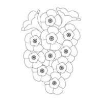 blooming doodle flower coloring book page element with graphic illustration design vector