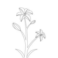 Branch of flower coloring book page drawing line art design on white background vector