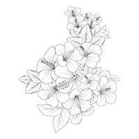 china rose flower doodle coloring page illustration with line art stroke vector