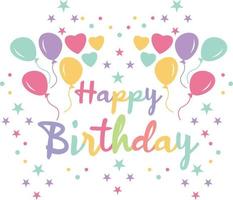 Happy Birthday Celebration Typography With Balloon vector