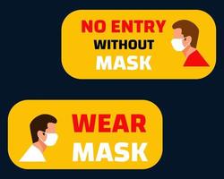 No Entry Without Face Mask or Wear mask concept. Cartoon vector style for your design.