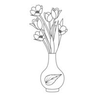 digitally generated coloring page flower with decorative flowerpot line art design vector