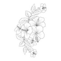 hawaiian flower coloring page illustration with line art stroke of black and white hand drawn vector